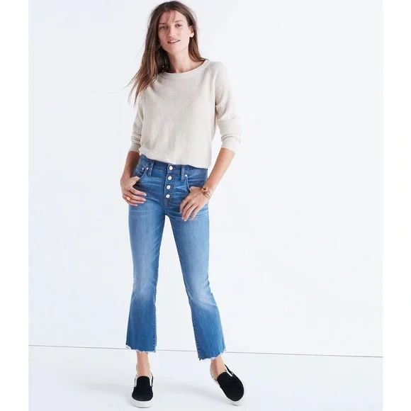 Madewell NWOT Cali Demi-Boot Jeans: Chewed-Hem Edition Size 26 - Picture 1 of 7